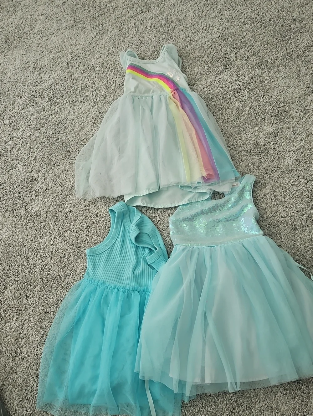 Kids Aqua Rainbow Tulle Costume Dress - Brand Unknown All 3 Or 1.